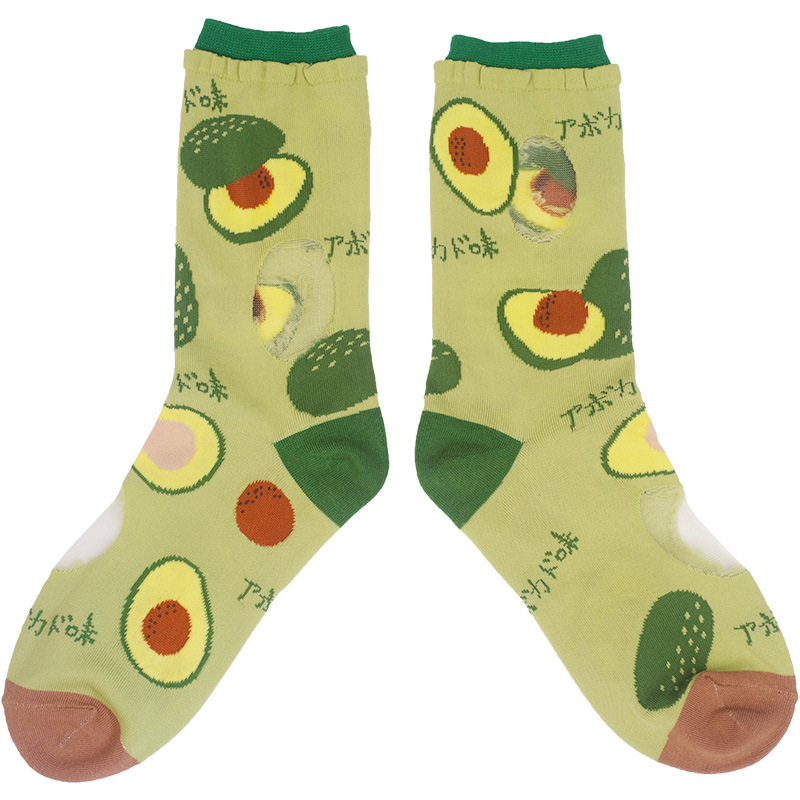 Great New Creative Avocado Green Ins Trend In Small Fresh Breathable Thin Glass Tube Socks Cute Stockings
